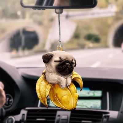 Pingente de carro mini gato cachorro pendurado charme ornamento pingentes de dois lados espelho retrovisor pendurado balanço decoração acessórios para carro