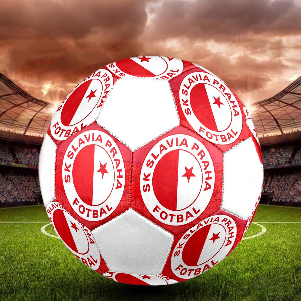 SK Slavia Praha Soccer Ball, Colorful, Suitable for All Ages, Machine-stitched, PVC Material, Competition Grade, Durable and High Bounce