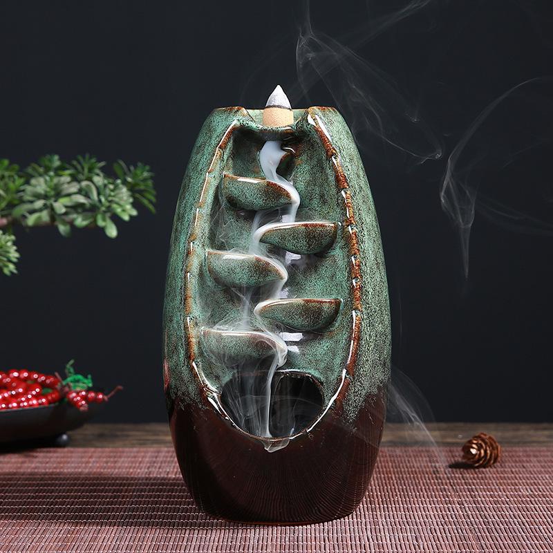 All-Round Flowing Sand Incense Burner: Ceramic Monk Maitreya Buddha Ornament