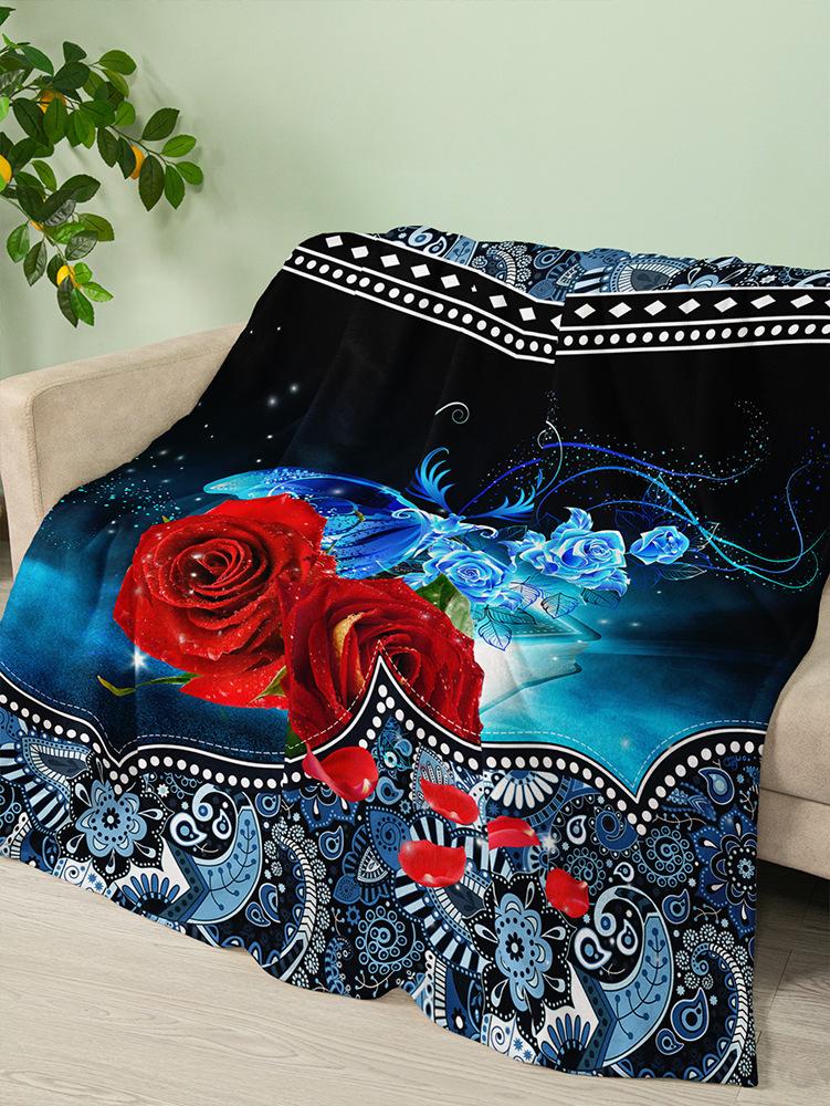 Flannel Blanket Rose Love Valentine'S Day Wedding Blanket Crystal Fleece Blanket Spring And Autumn