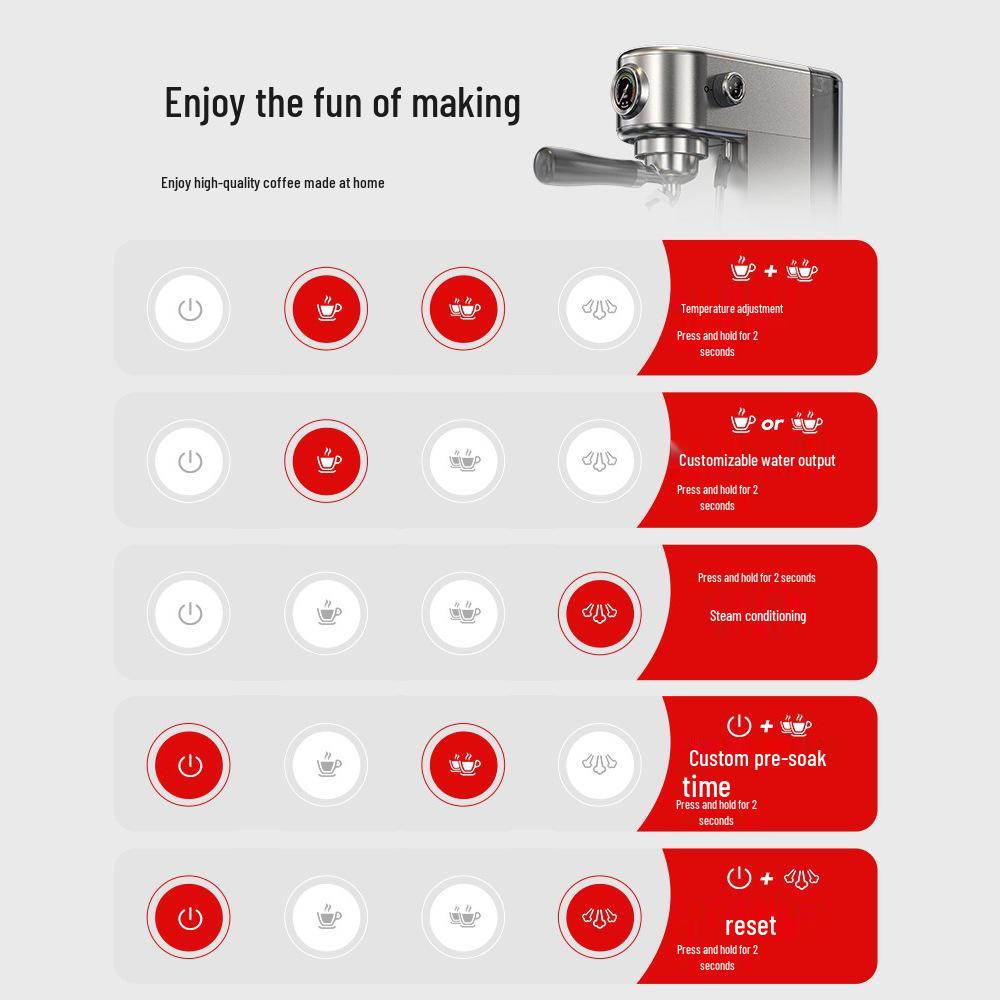 HiBREW H10B Semi-Automatic Coffee Machine with Milk Frother for Home and Office Use
