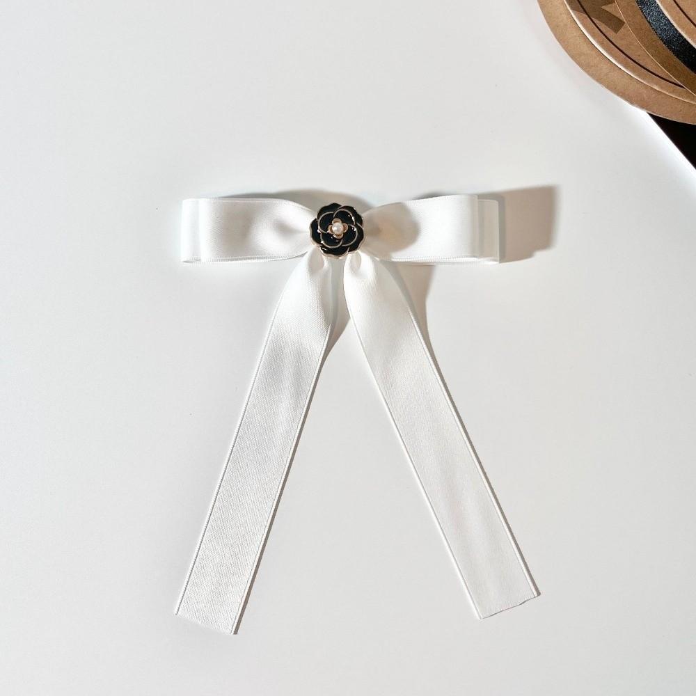 Pearl Black Bow Brooch Pin Camellia Funerals Memorial Pin Sweet Black Ribbon Pin  Shirt