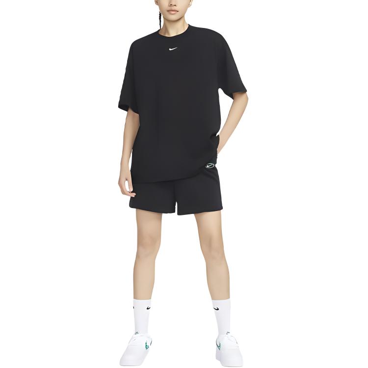 Nike T-shirt a maniche corte girocollo tinta unita da donna top Nero DX7911-010