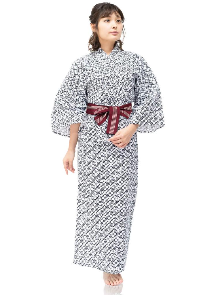 Yukata Inn Set Inn for Women [KYOETSU] Set, Yukata, 4-piece (haori, Yukata, Obi, Laces) (Yukata-145, Haori-Green)