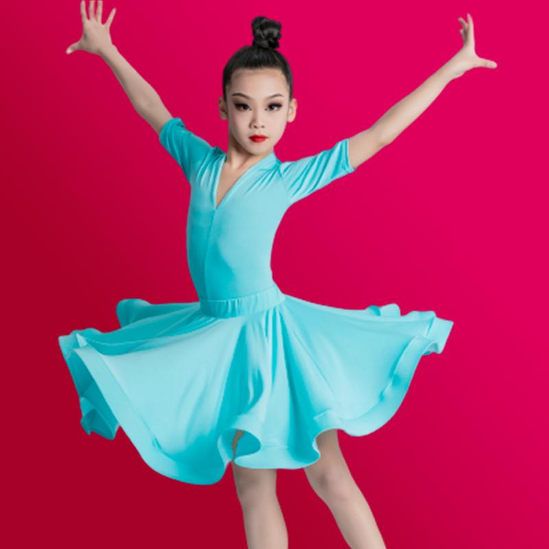 Girls Professional Latin Dancing Dress Kids Ballroom Salsa Dance Wear Clothing Children's Competitions Latin Stage Wear Clothes