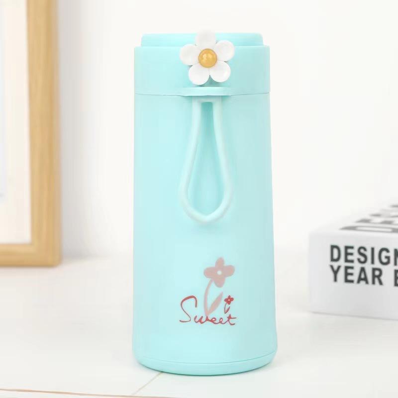 New Floral Cup, Rope, Glass Cup, Double-layer Insulated Anti-scalding Water Cup, Children's Student Gift Cup, Portable Cup