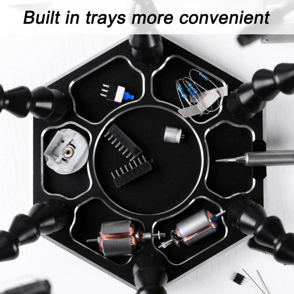 Auxiliary Welding Station 6 Flexible Arms Rotatable Clips Soldering Third Hand Tool Detachable Welding Helping Hand for PC Board
