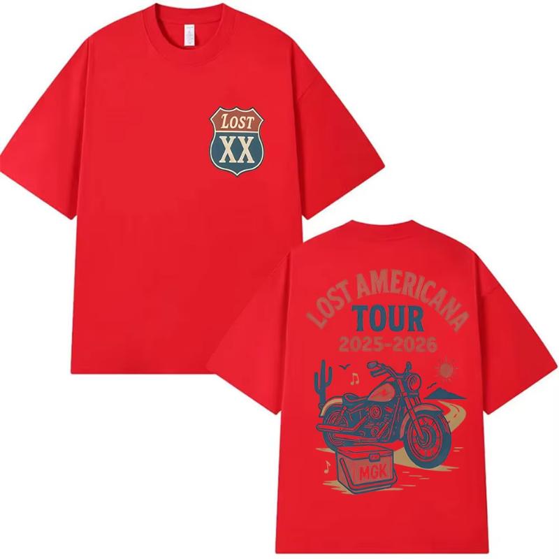 Rapper MGK Lost XX Americana Tour 20252026 Graphic T Shirts Unisex Women Vintage High Quality Oversized Cotton Tshirt Streetwear