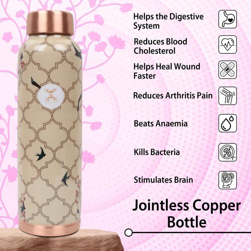 Elevate Your Hydration Game Pure Copper Water Bottle - Joint Less, Leak Proof (950ml)