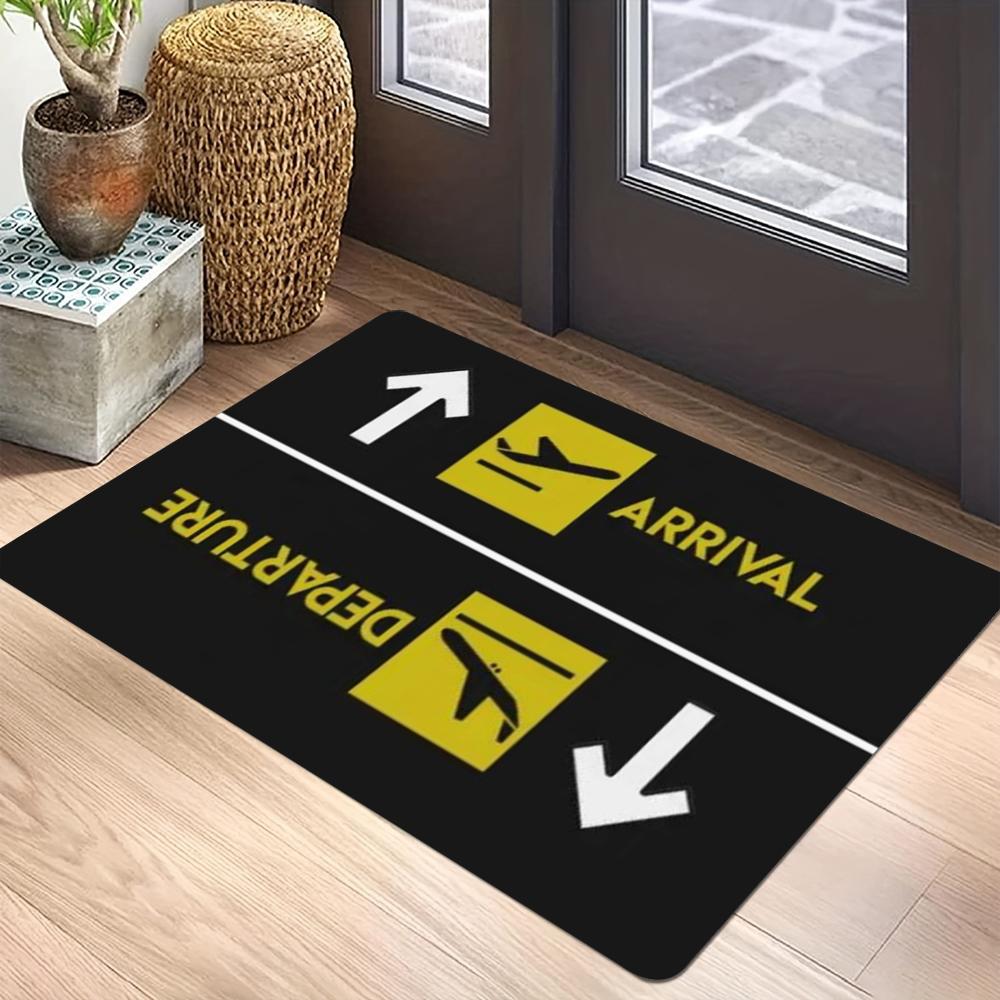 Aviation Theme Carpet Mat - Airport Sign Airplane Icon Departure Arrival Traffic Pilot Gift Decorative Home Decoration Rug