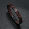 European and American Retro Style Fashion Leather Bracelet for Men with Printed Cross and Magnetic Clasp, Simple Bracelet, Niche Design