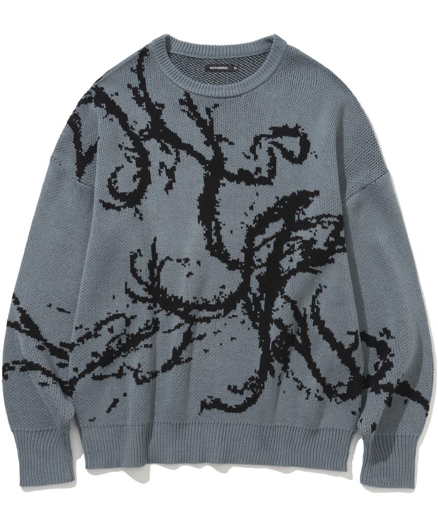 NOT4NERD Splashed Jacquard Knit Sweater - Blue