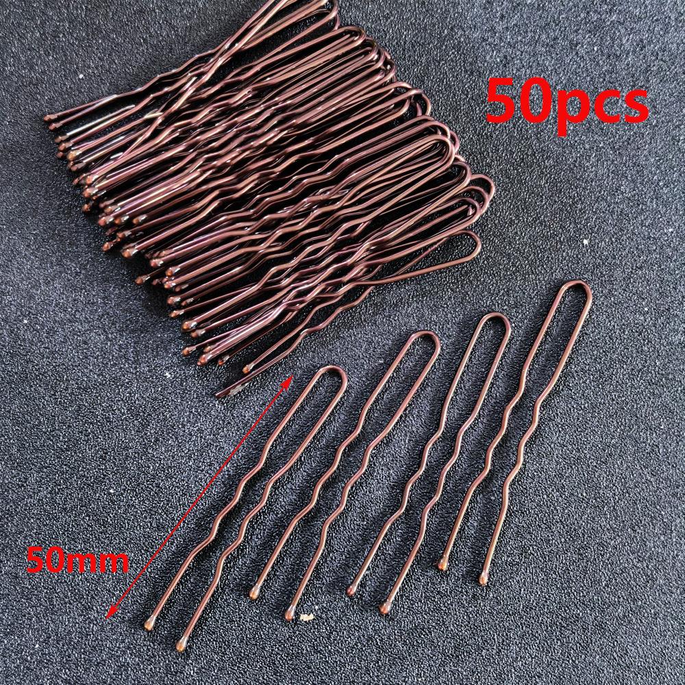 

50pcs Silver Color Metal U Shaped Hair Clips Wedding Bridal Bobby Pins Alloy Waved Hairpins For Woman Hairstyle Tool Accessories