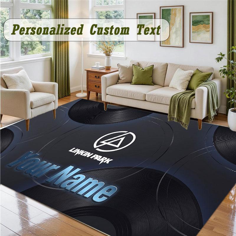 Crystal Velvet Square Rug Custom NameLinkin Park Pattern Non Slip Home Floor Decor Rug