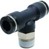 PISCO Tube Fitting Tee PB10-03, 10mm O.D. To R3/8 Thread, Pneumatic One-Touch Connector