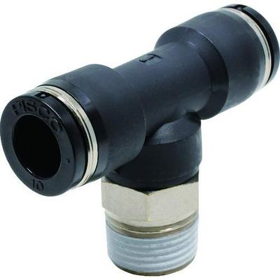 PISCO Tube Fitting Tee PB10-03, 10mm O.D. To R3/8 Thread, Pneumatic One-Touch Connector