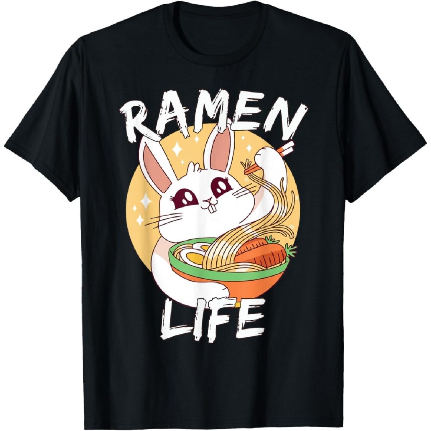 RAMEN LIFE Kawaii Bunny Rabbit Japanese Noodle Lover T-Shirt S