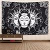 VIKAMA Sun God and Moon Goddess Tapestry Black and White Mystical Astrological Hanging Bohemian Style Bedroom Wall Decoration