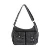 Denim Crossbody Bag Multi Pocket Shoulder Handbag with Adjustable Strap
