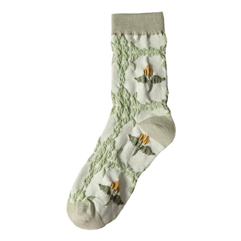 

Comfortable Retro Style Breathable Autumn Winter Soft Cotton Middle Tube Socks Ladies Socks E