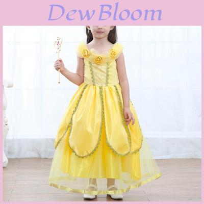 Enchanting Girls Belle Cosplay Princess Dress Yellow Ball Gown For Fancy Parties
