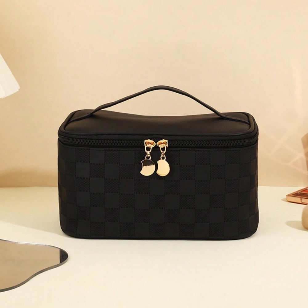 Cosmetic bag women's large-capacity high-end checkerboard storage bag waterproof portable travel portable cosmetic case