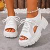 Fashion Women Wedge Sandals Anti-slip Mesh Casual Women Platform Sandals Lace-Up Open Toe Beach Shoes for Women New Sandalias De Mujer