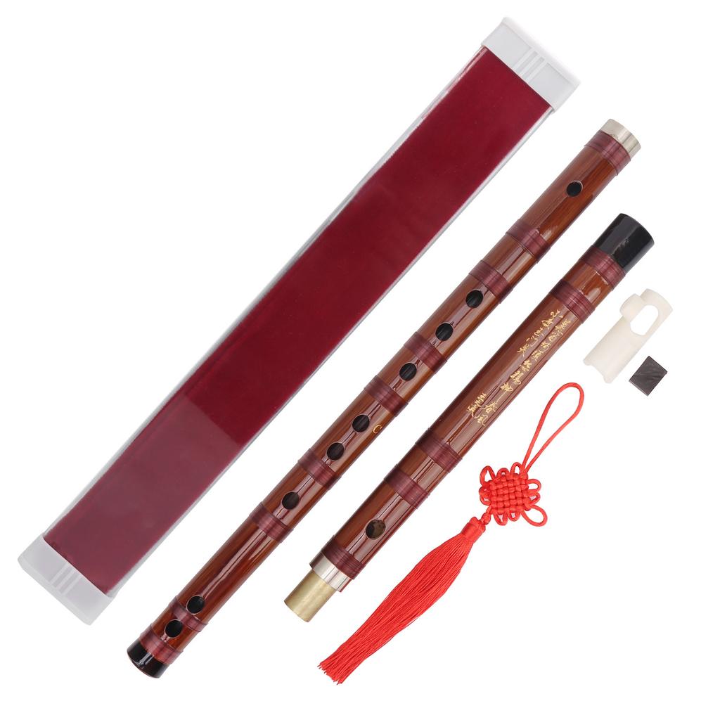 CKey Dry Bitter Bamboo Flute Traditional Orchestral Instrument Set with Storage Box ZD02