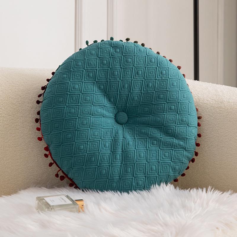 Solid Color Tassel Round Cushion for Sofa or Bay Window