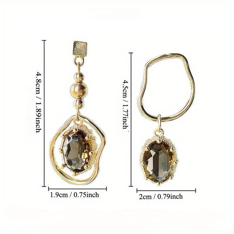 New Asymmetrical Vintage Tan Crystal Geometric Earrings For Women Fashion Korean Temperament Metal Earrings For Women Jewelry