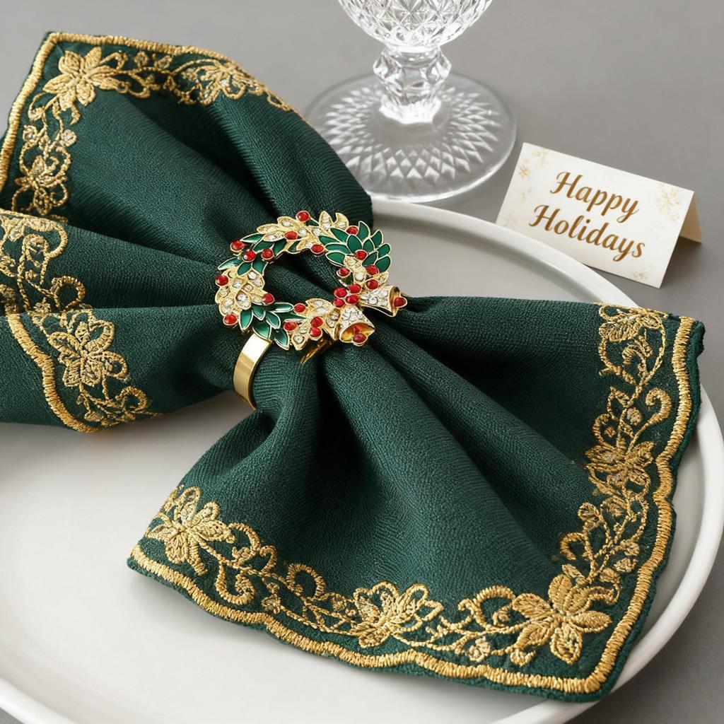 Christmas Decoration Napkin Ring Decoration Metal Bracket, Suitable For Dining Tables, Holiday Dinners, And Family Gatherings