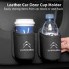 Leather Car Door Cup Holder Drink Storage Bottle Organizer Accessories For C3 C4 C5 C1 C2 Berlingo Celysee Picasso Xsara
