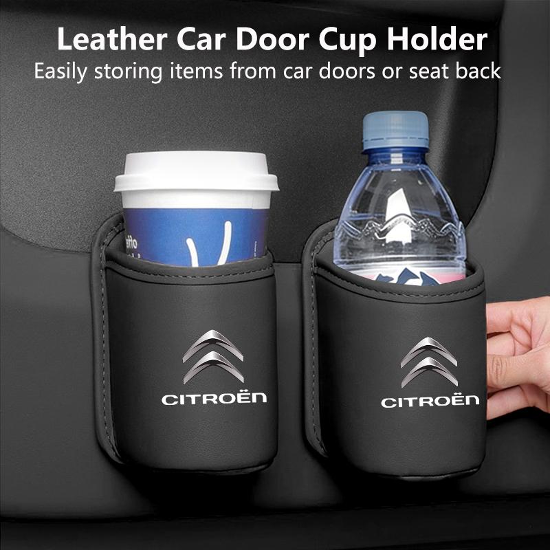 VLKO3 Leather Car Door Cup Holder Drink Storage Bottle Organizer Accessories For Citroen C3 C4 C5 C1 C2 Berlingo Celysee Picasso Xsara