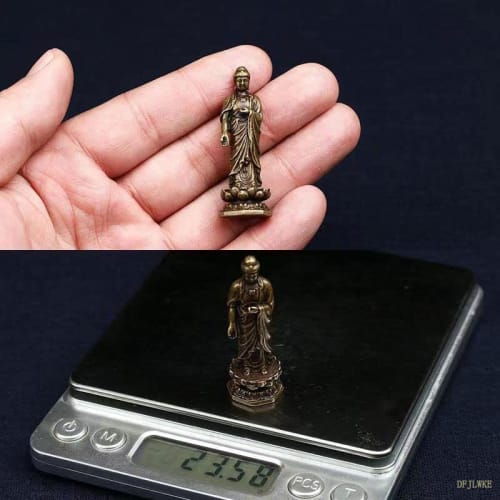 [DFJLWKE] Miniature Buddha Statue, Standing Amitabha Buddha, 46mm, Brass, Antique Finish, Amitabha (for Those Born In the Year of the Dog or Pig), Gua