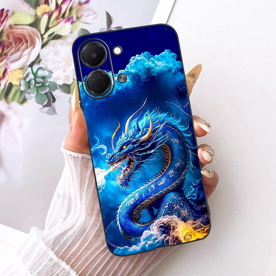 For Tecno Spark GO 3 KN3 Phone Case Soft Matte Silicone Cover Butterfly Dragon Cat Floral Design Bumper On Saprkgo GO3 Fundas