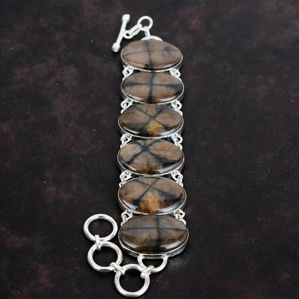 Chiastolite Bracelet Real Gemstone Bracelet Elegant Jewelry 925 Sterling Silver Bracelet Handmade Adjustable Chain Bracelet Gifts for Mother