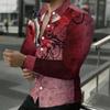 Men Collared Shirt Black Gradient Pink Cherry Blossom Star Print Long Sleeve Button Down Top