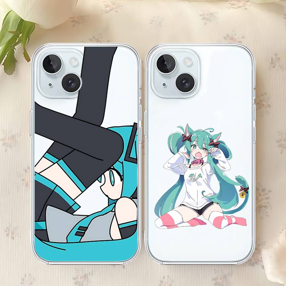 Kawaii H-Hatsune Miku-S Phone Case For Iphone17 16 15 11 13 14 Pro Max 7 8 Plus X Xr Xs Max Se2020 12mini Transparent Cov