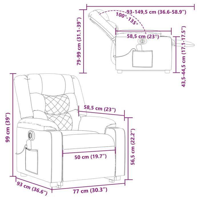 VidaXL Fauteuil inclinable de massage électrique Taupe Tissu 3310286