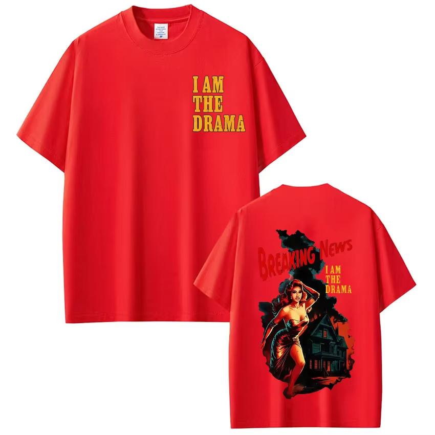 Cardi B AM I THE DRAMA Fashion Print Tshirt Men Women Harajuku Oneck Casual Fashion Luxury Shortsleeved Top Retro Streetwear