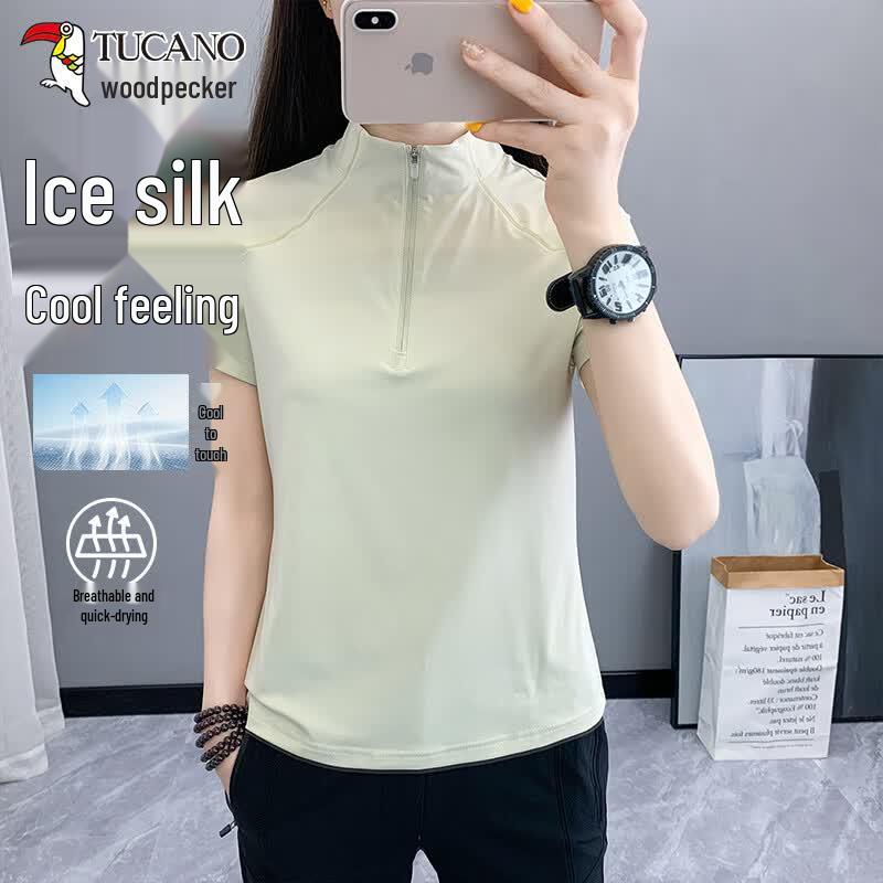 TUCANO Women s Ice Silk Quick-Dry Semi-Stand Collar T-Shirt XL