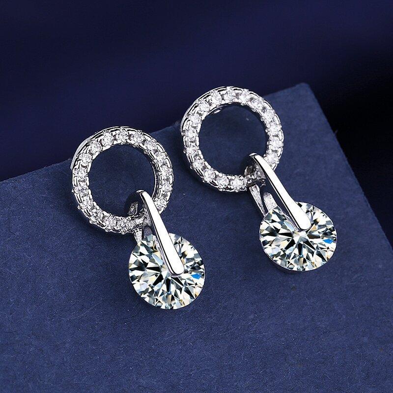 Fine Jewelry 925 Sterling Silver Earrings Inlaid with Zircon Crystal Flower Earrings Charm Jewelry for Women Gift Engagement