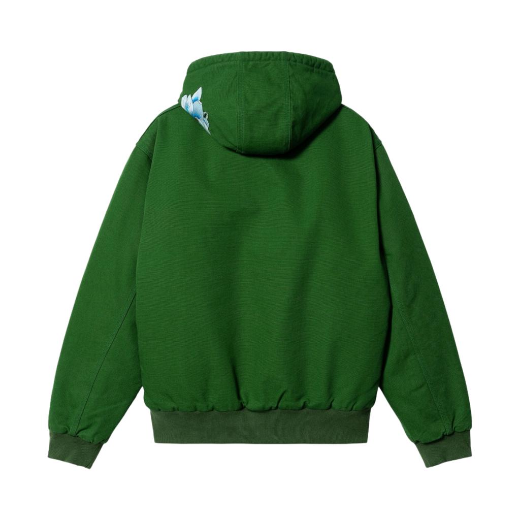 Carhartt WIP X Awake NY Collaboration SS23 Front Letter Print Open Design Hooded Drawstring Jacket Unisex Jacket Green I031717-1CF-02
