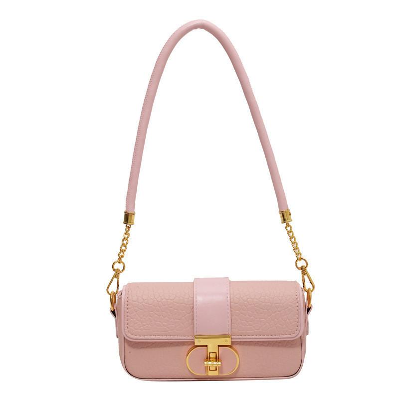 Retro Lychee Pattern Small Shoulder Bag For Women Urban Minimalist Style 2023 New Autumn Winter Fashion Crossbody Handbag розовый