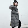 Winter Women Parka Cotton Jacket Windproof Padded Coat Zip Up Long Sleeves Furry Hood Heat Retention Knee Length Solid Color Outwear with Pockets