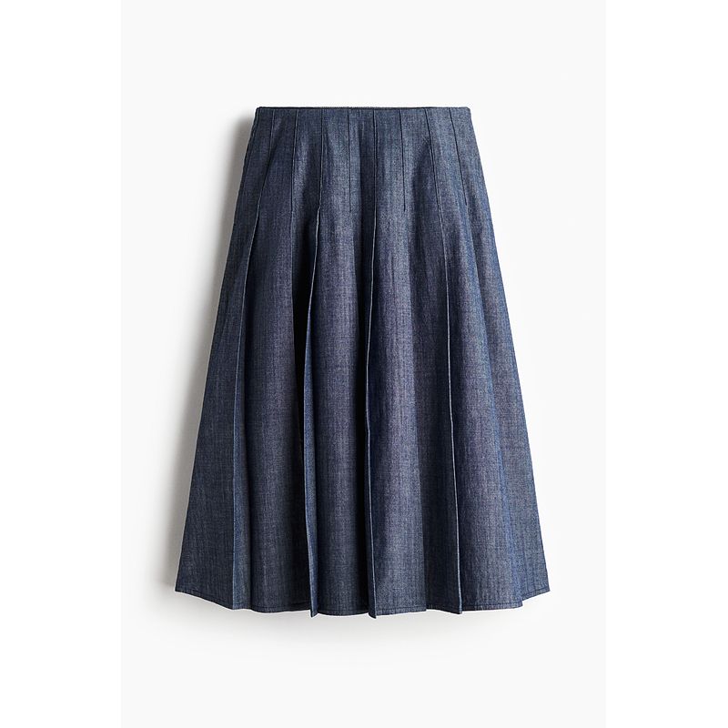 

HM Women clothes Skirt 2025 Summer New Pleated Denim Loose American Commuter A- line Skirt Skirt 1298714