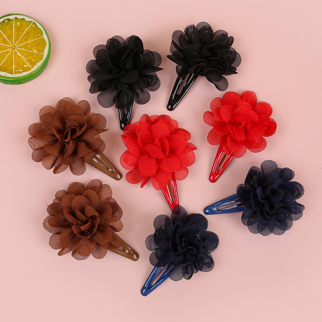 6PCS Chiffon Flower Hair Clips Baby Girls Hairpins Barrettes Clips Soft Floral Hair Clip for Baby Turban Infant Hair Accessories