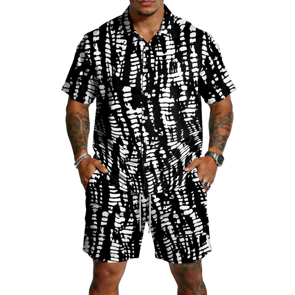 Men's Casual Lightweight Breathable Short-Sleeve Shirt And Shorts Set