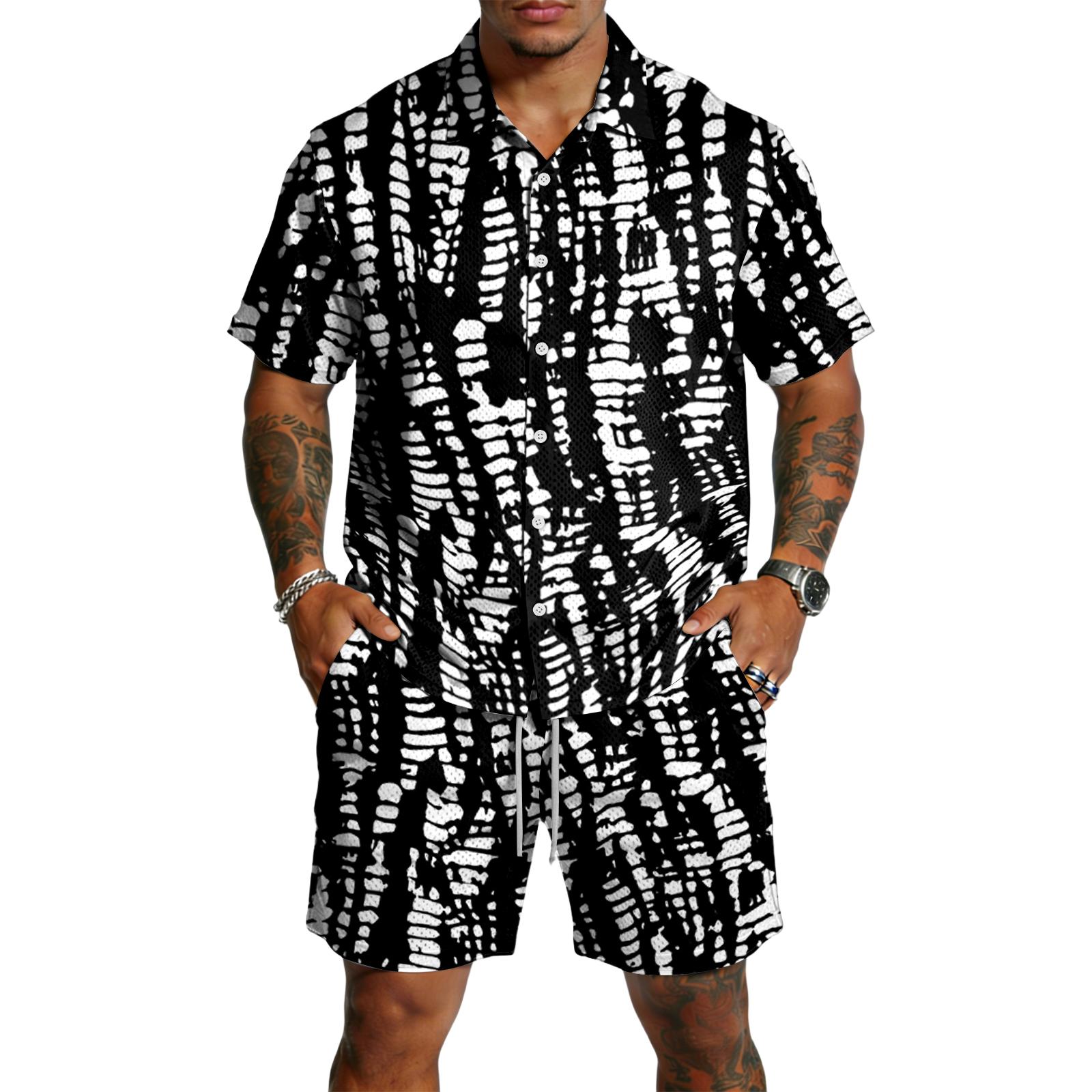 

Men s Casual Lightweight Breathable Short-Sleeve Shirt And Shorts Set L