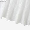 ZANZEA Women Casual Round Neck Short Sleeve Lace Splice Long Dress